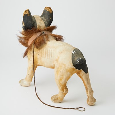 Lot 586 - French Papier Mâché  Growler Bobble Head Bulldog Pull Toy