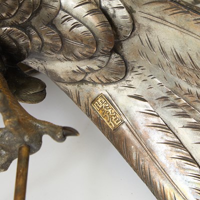 Lot 509 - Japanese Silvered Bronze Okimono of a Falcon