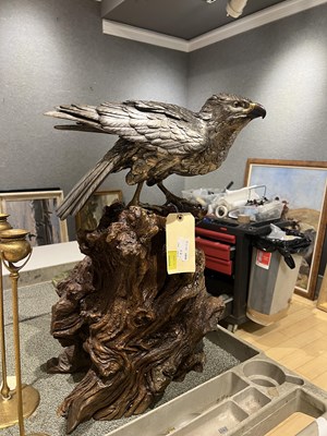 Lot 509 - Japanese Silvered Bronze Okimono of a Falcon