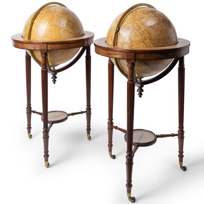 Lot 504 - Pair of George III Terrestrial and Celestial 18-Inch Mahogany Globes by W. & T. M. Bardin