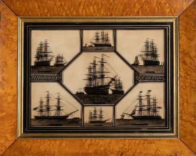Lot 535 - Reverse Painting on Glass Depicting Nelson's H.M.S. Victory and Other Ships