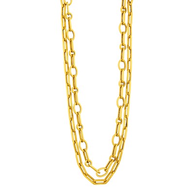 Lot 12 - Two Long Gold Link Necklaces