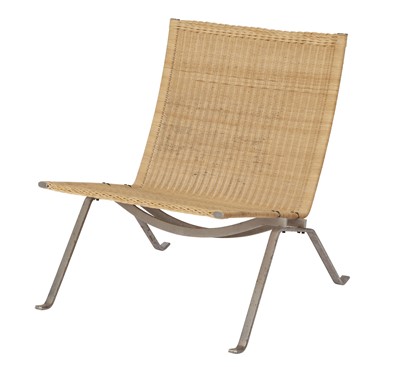 Lot 252 - Poul Kjærholm Wicker and Chromed Metal "PK22"  Lounge Chair