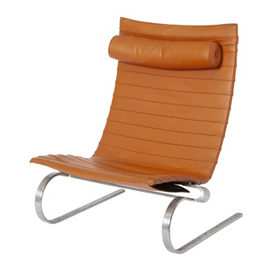 Lot 250 - Poul Kjærholm Leather and Chromed Metal "PK20" Lounge Chair