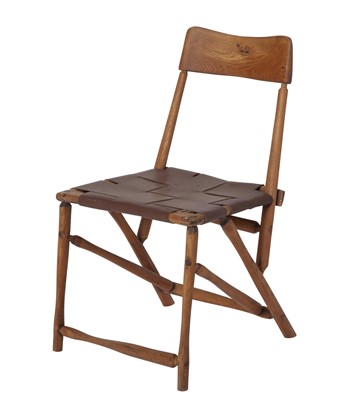 Lot 171 - Wharton Esherick Ash, Oak and Leather Hammer Handle Side Chair