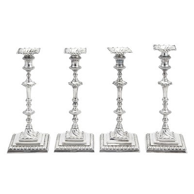 Lot 154 - Set of Four Victorian George III Style Sterling Silver Candlesticks