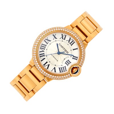 Lot 76 - Cartier Rose Gold and Diamond 'Ballon Bleu' Wristwatch, Ref. WE900423