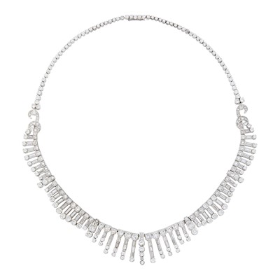 Lot 186 - Platinum and Diamond Fringe Necklace