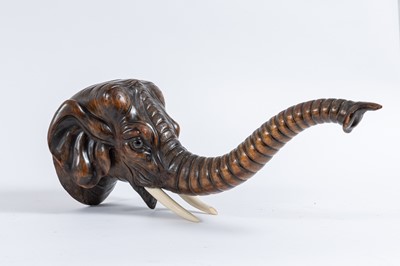 Lot 1068 - Anglo-Indian Carved Walnut Elephant Bust Hat Rack