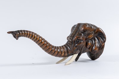 Lot 1068 - Anglo-Indian Carved Walnut Elephant Bust Hat Rack