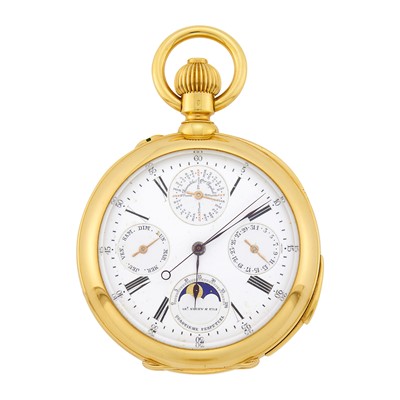 Lot 41 - Charles Suchy & Fils Gold 'Quantième' Perpetual Quarter-Hour Repeater Open Face Pocket Watch