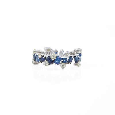 Lot 2238 - White Gold, Sapphire and Colored Diamond Band RIng