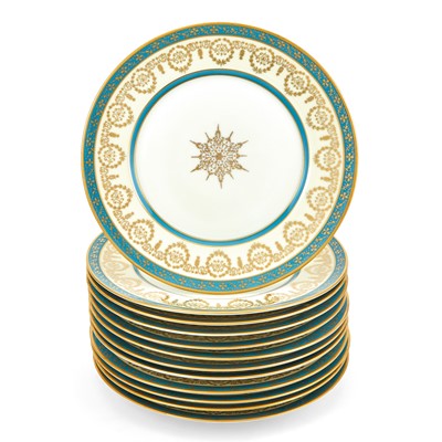 Lot 232 - Set of Twelve Bohemian Gilt and Enamel Porcelain Dinner Plates