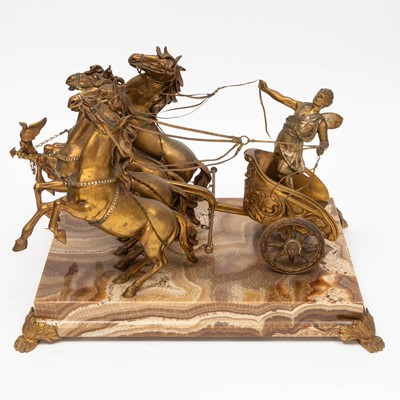 Lot 143 - Gilt-Bronze Figural Group With Chariot