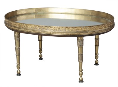 Lot 360 - Empire Style Oval Gilt Metal Mirrored Low Table