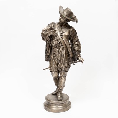 Lot 403 - Silvered Bronze Figure of a Cavalier