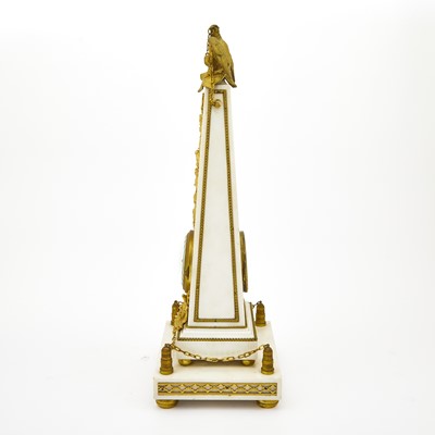 Lot 359 - Empire Style Gilt-Bronze and Marble Obelisk-Form Mantel Clock