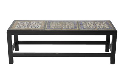 Lot 178 - Islamic Tile Inset Painted Wood and Metal Low Table
