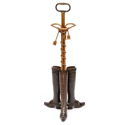 Lot 290 - Victorian Style Gilt and Patinated Metal Boot-Form Umbrella/Cane Holder