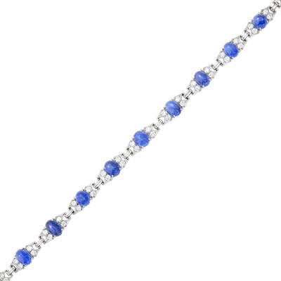 Lot 295 - Raymond Yard Platinum, Star Sapphire and Diamond Bracelet