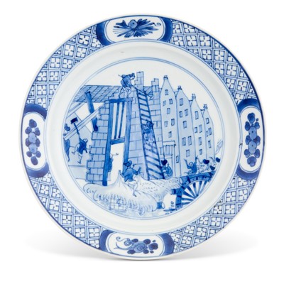Lot 197 - A Chinese Blue and White Porcelain "Riot of Rotterdam" Plate