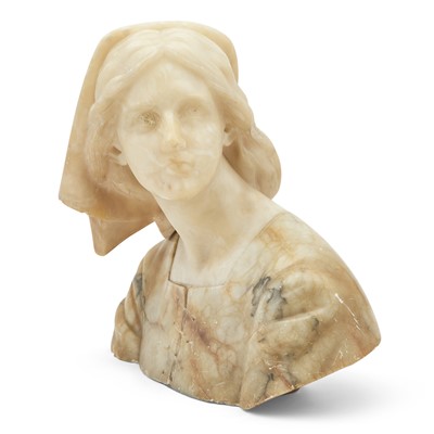 Lot 453 - Italian Carved Alabaster Bust of Joan of Arc