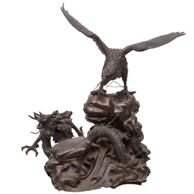 Lot 402 - Large Meiji Period Japanese Bronze Eagle Sculpture