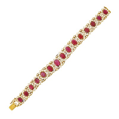 Lot 90 - Gold, Ruby and Diamond Bracelet