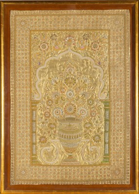 Lot 90 - An Indian Gold Thread Embroidery Panel