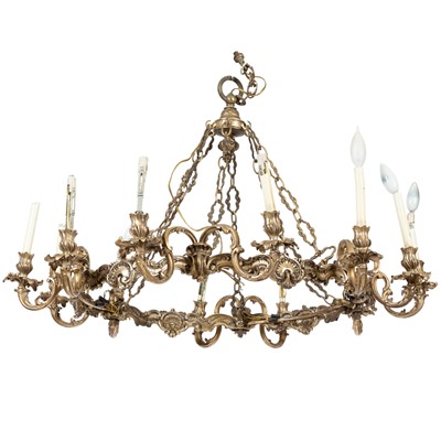 Lot 140 - Louis XV Style Twelve-Light Gilt Metal Chandelier