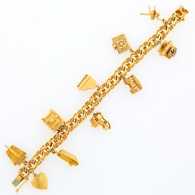 Lot 2067 - Gold Charm Bracelet