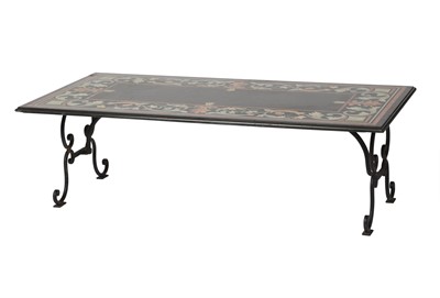 Lot 273 - Italian Scagliola, Marble and Iron Low Table