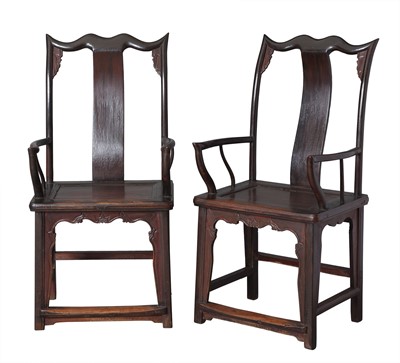 Lot 213 - Pair of Chinese Hardwood Armchairs
