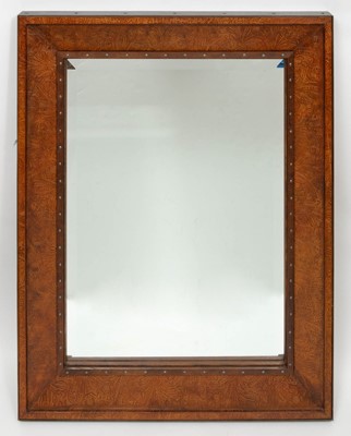 Lot 183 - Ralph Lauren Leather Embossed, Metal and Wood Mirror