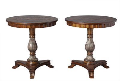 Lot 434 - Pair of Continental Inlaid Walnut Center Tables