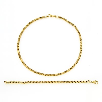 Lot 1019 - Gold Chain Necklace and Bracelet