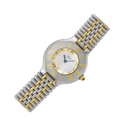 Lot 2016 - Cartier Stainless Steel and Gold 'Must de Cartier' Wristwatch