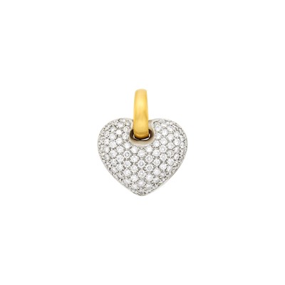 Lot 31 - Reversible Gold, Platinum and Diamond Puffed Heart Pendant