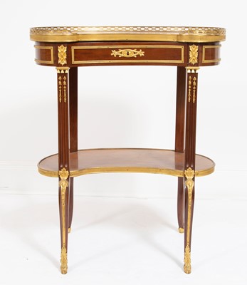 Lot 386 - Louis XVI Style Gilt-Metal Mounted Marble Top Mahogany Reniform Occasional Table