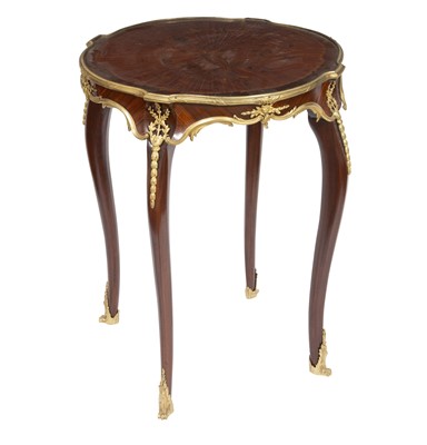 Lot 394 - Louis XV Style Gilt-Metal Mounted Kingwood, Satinwood and Stained Fruitwood Side Table