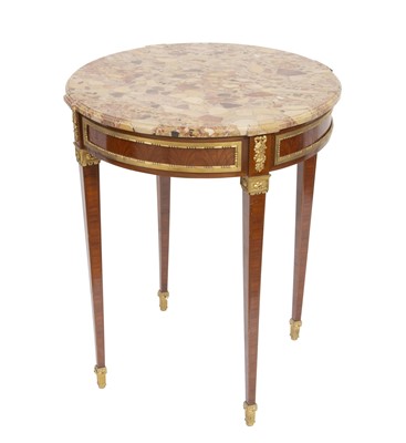 Lot 388 - Louis XVI Style Gilt-Metal Mounted Marble Top Kingwood Side Table