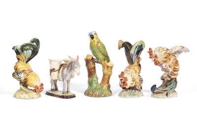 Lot 440 - Group of Continental Majolica Birds and Donkey