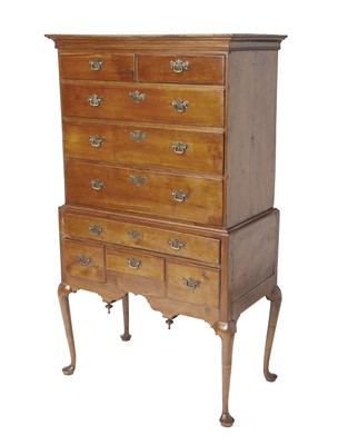 Lot 224 - Queen Anne Cherry Flat-Top High Chest of Drawers