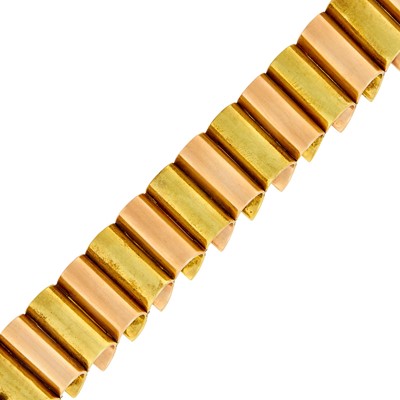 Lot 77 - Wide Two-Color Gold Scroll Bracelet
