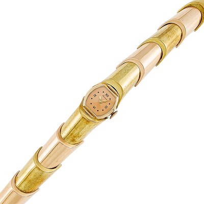 Lot 2220 - Tourneau Two-Color Gold Bracelet-Watch