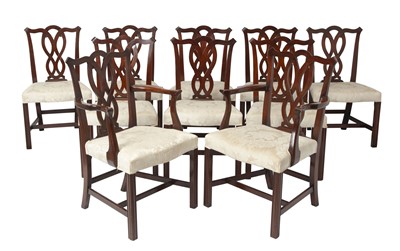 Lot 255 - Ten Chippendale Style Mahogany Dining Chairs