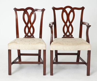 Lot 255 - Ten Chippendale Style Mahogany Dining Chairs