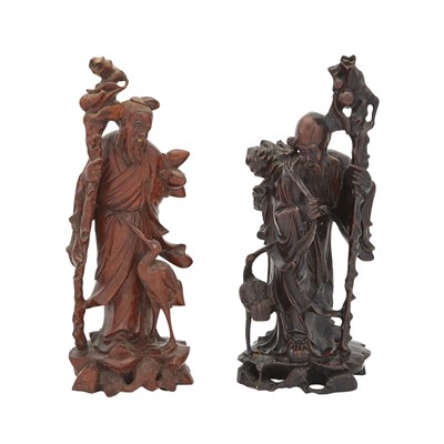 Lot 196 - Two Chinese Carved Hardwood Figures