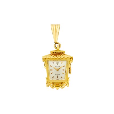 Lot 100 - Rolex Gold and Synthetic Ruby 'Precision' Watch Lantern Pendant