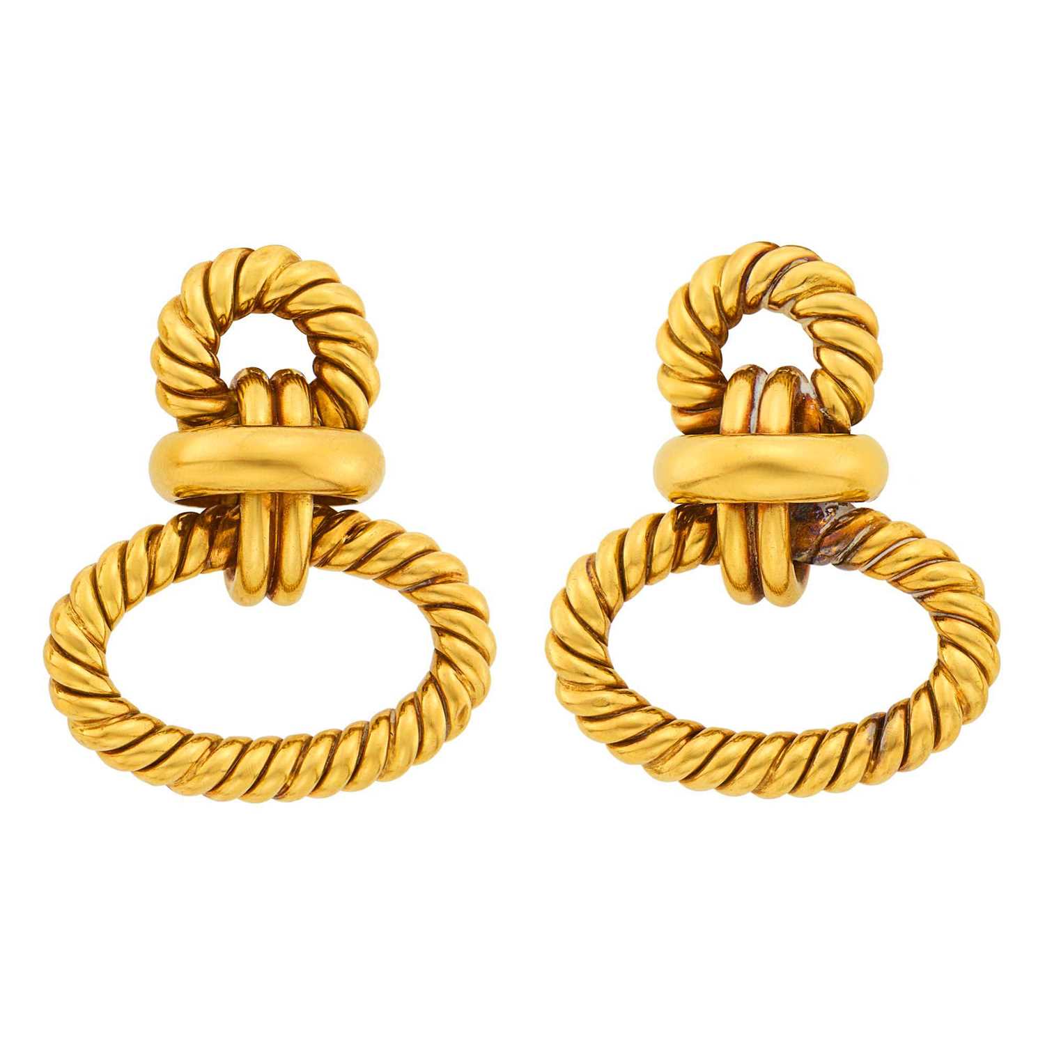 Lot 3 - Pair of Gold Door Knocker Earclips